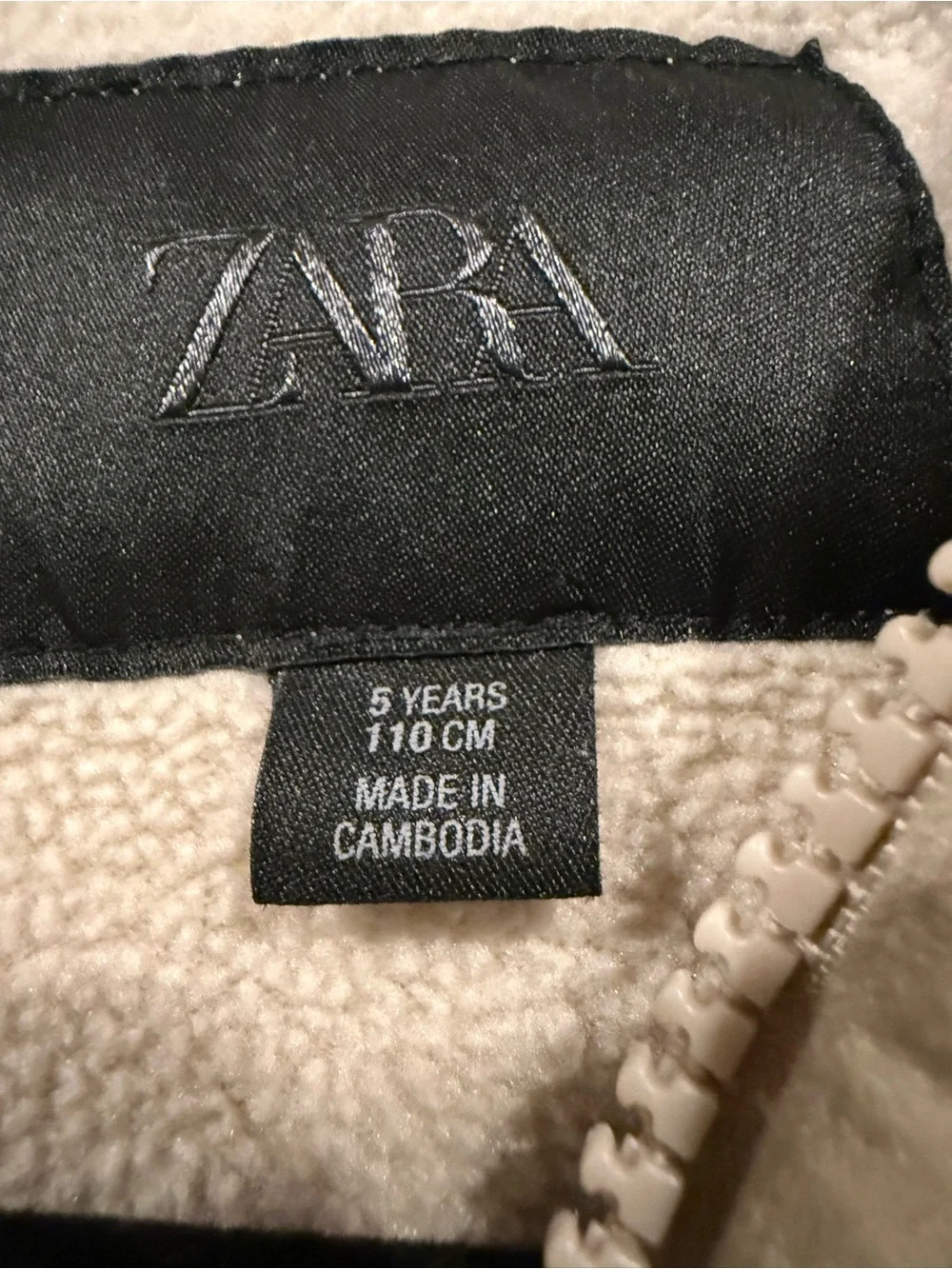 Zara Cream Sherpa Hooded Zip Jacket for Kids